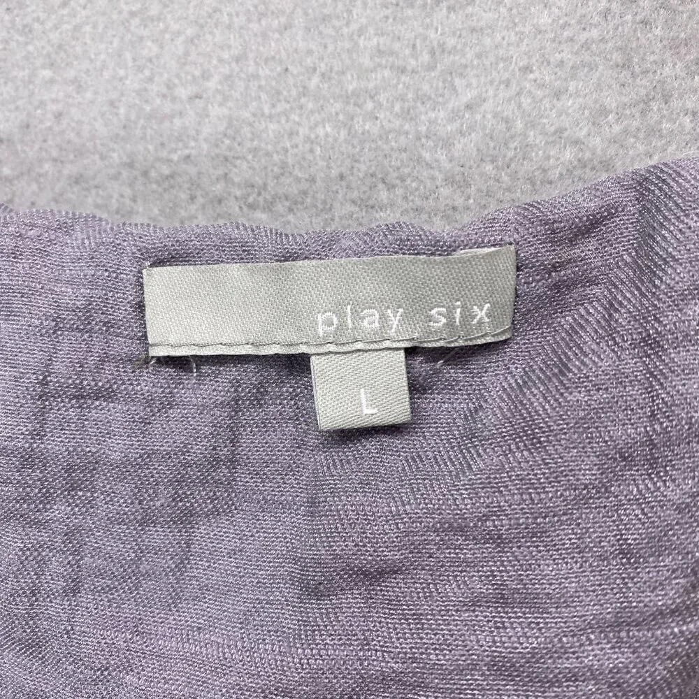 Play Six Dress Womens Large Gray Crinkle Sleeveless Babydoll Y2K